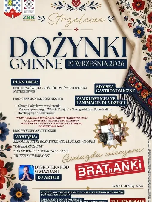 Dożynki Gminne w Strzelewie 2026: BRAthanka na scenie, szukają sponsorów