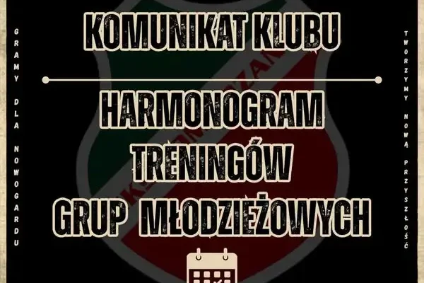 Nowy harmonogram treningów młodzieżowych w Nowogardzie od 31 sierpnia