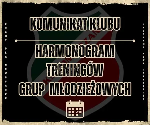Nowy harmonogram treningów młodzieżowych w Nowogardzie od 31 sierpnia