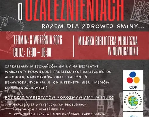 Bezpłatne warsztaty o uzależnieniach w Nowogardzie – zaproszenie dla mieszkańców