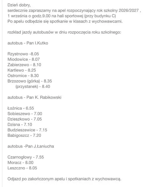 Uroczyste rozpoczęcie roku szkolnego 2026/2027 w Przybiernowie