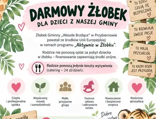Darmowy żłobek w Przybiernowie – rusza rekrutacja do „Wesołych Brzdąców”