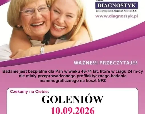 Bezpłatna mammografia w Goleniowie – zapisz się już 10 września