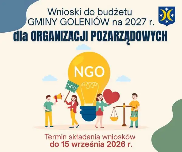 Przypomnienie dla NGO: Wnioski do budżetu Gminy Goleniów na 2027 rok tylko do 15 września