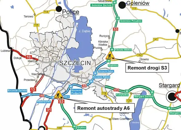 Remonty na A6 i S3 w rejonie Gminy Goleniów – utrudnienia dla kierowców