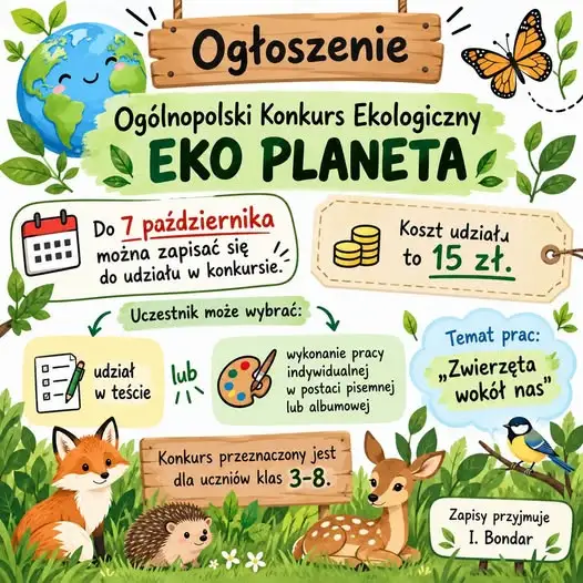 Ogólnopolski Konkurs Ekologiczny Eko Planeta – zapisy do 7 października
